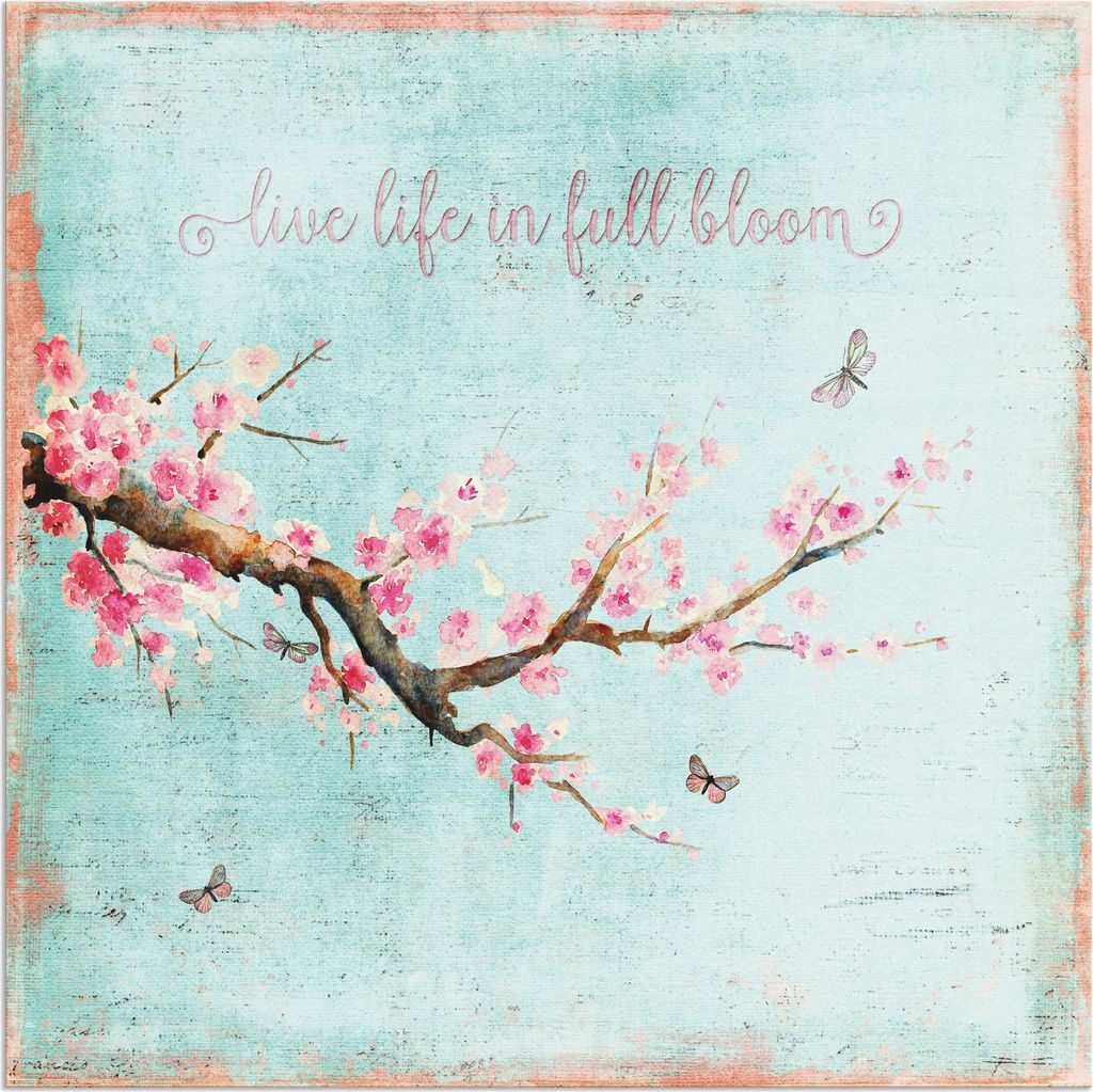 ARTland Wandbild Alu für Innen & Outdoor Kirschblüte Größe: 40x40 cm