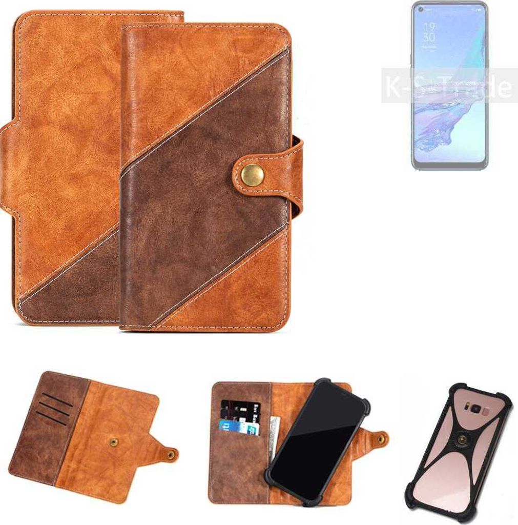 K-S-Trade Handyhülle Schutzhülle Bookstyle Case Wallet-Case kompatibel mit Oppo A33 Cover Klapphülle Kantenschutz Smartphone dunkelbraun braun 1x