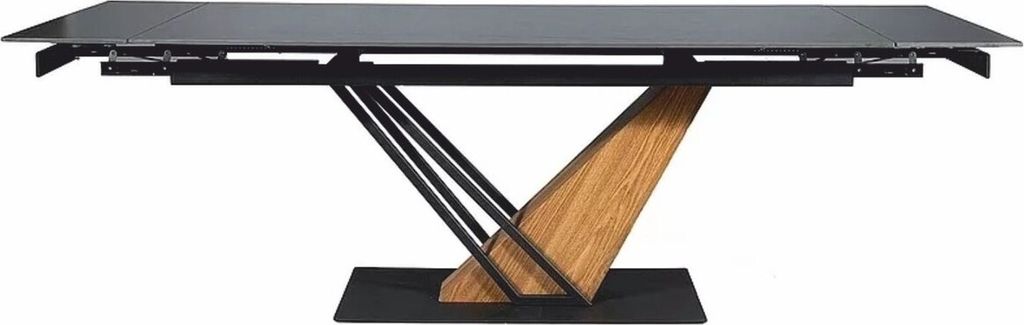 Casa Padrino Designer Esstisch Matt Schwarz / Braun 160-220 cm - Ausziehbarer Küchentisch