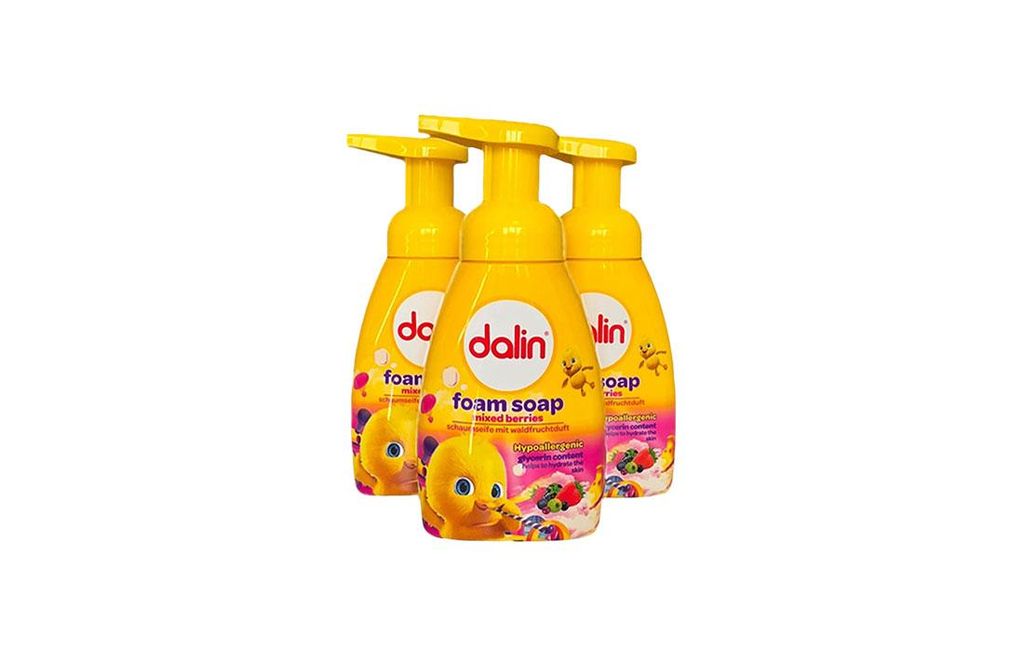 Dalin Schaumseife Waldfrucht 3 Flaschen - 200 ml | Milde Handseife für Kinder & empfindliche Haut | Mit Glycerin feuchtigkeitsspendend | Hypoallergen