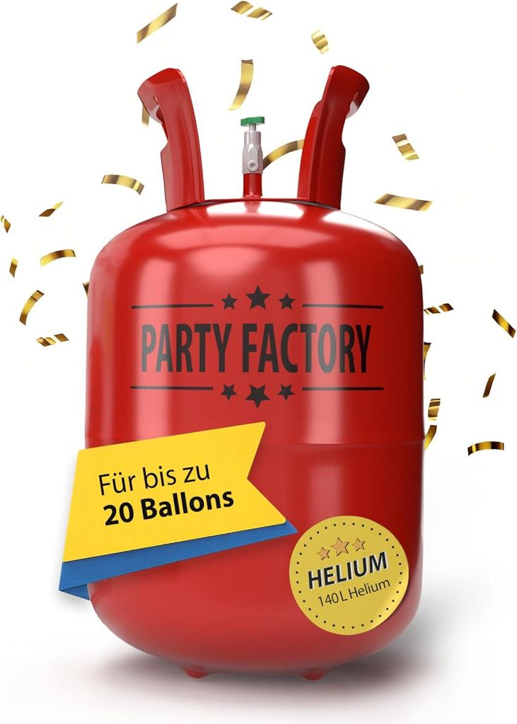 Ballongas Helium für bis zu 20 Luftballons, 0,14m³ Einwegflasche für Folienballons o. Latexballons
