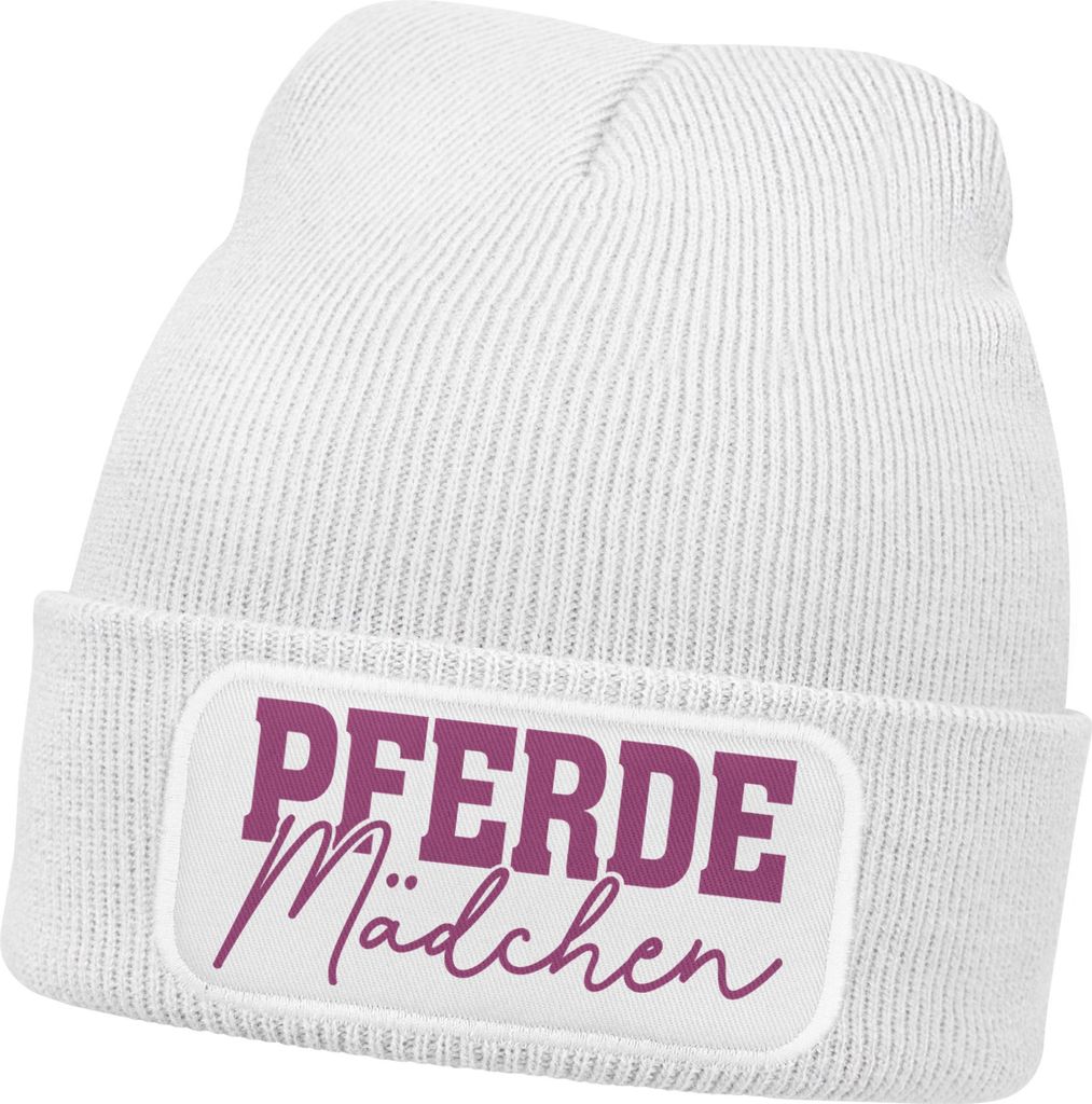 Damen Beanie mit Patch Strickmütze mit Spruch Pferdemädchen Aufdruck Lustig Damenmütze Geschenk Reiterin Moonworks