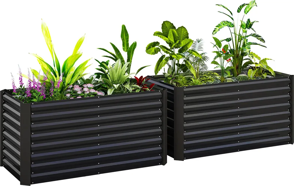 Potager de Jardin pour Légumes à Racines Profondes Gris Anthracite 2x