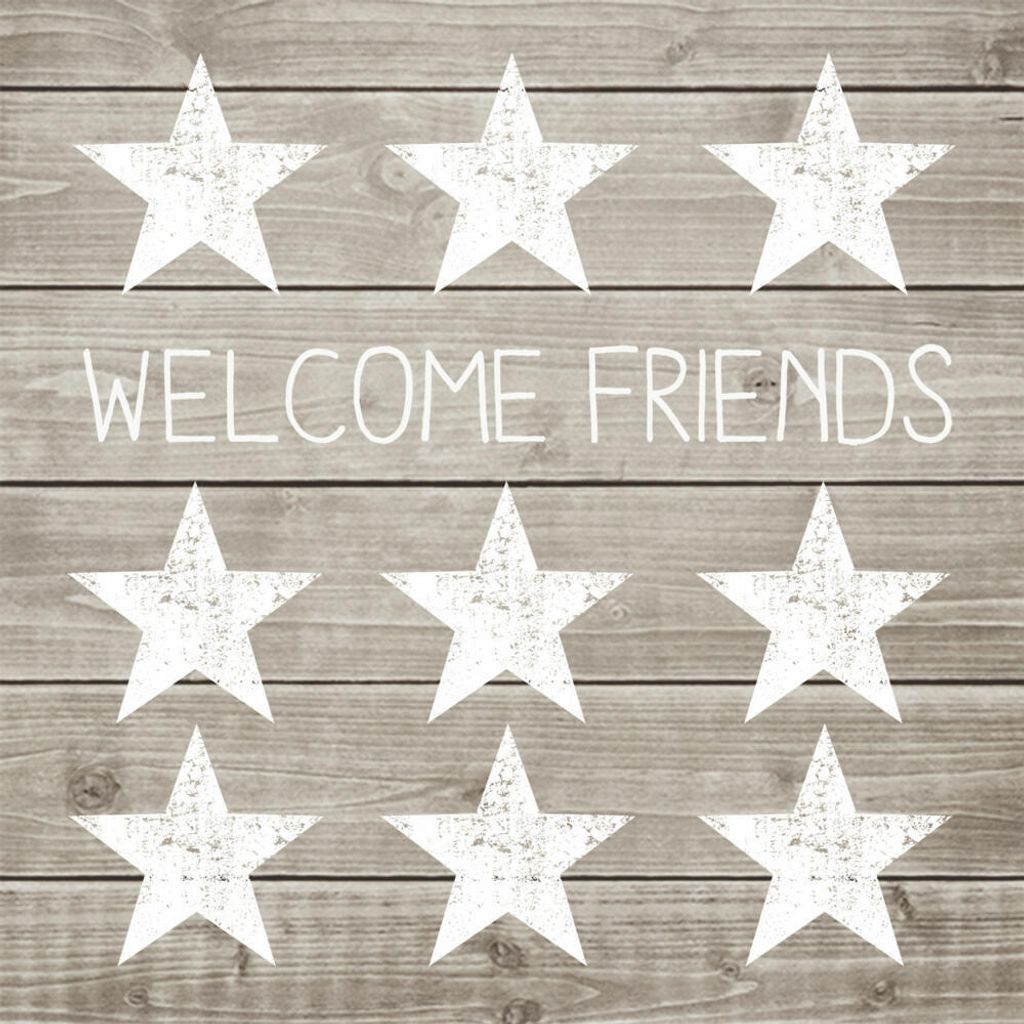 PPD Welcome Friends Servietten, 20 Stück, Tischservietten, Tissue, Taupe / Weiß, 33 x 33 cm, 1332005