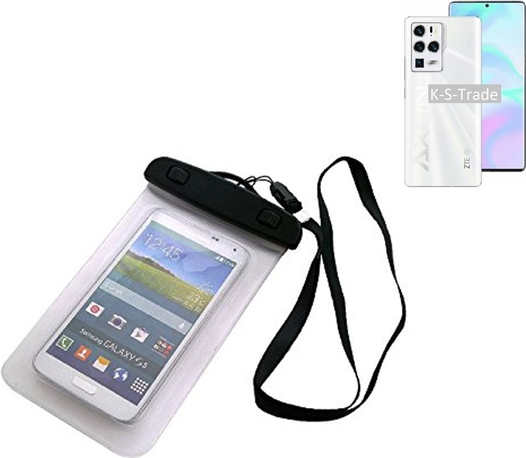 K-S-Trade Schutz Hülle Handy Hülle Kompatibel mit ZTE Axon 30 Ultra Beach Bag wasserdicht 16cm x 10cm Schutzhülle Staub Sand Flachwasser Beachbag