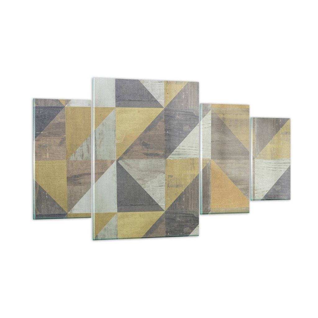 Bilder auf glas - 4 Teile - Abstraktion Geometrisch Dreiecke - 160x90cm - Glasbilder - Wandbilder - Bilder - Wanddekoration aus Glas - Glas Bilder ...