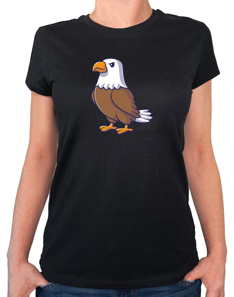 Huuraa Damen T-Shirt Adler Comic M Black Bio Baumwolle Fairtrade Damenshirt Geschenkidee