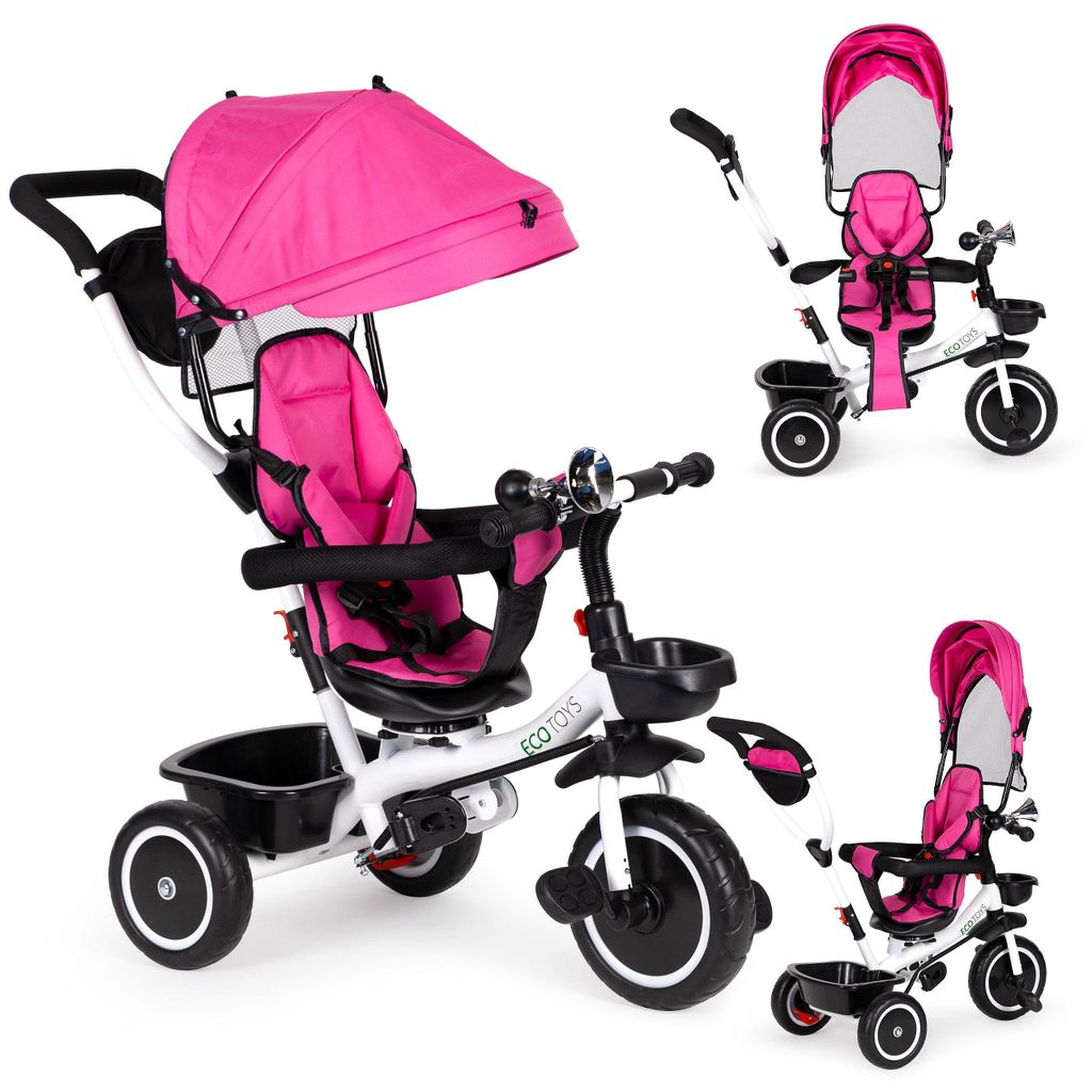 Triciclo passeggino girevole a 360 gradi, rosa, marca Immagine del prodotto 