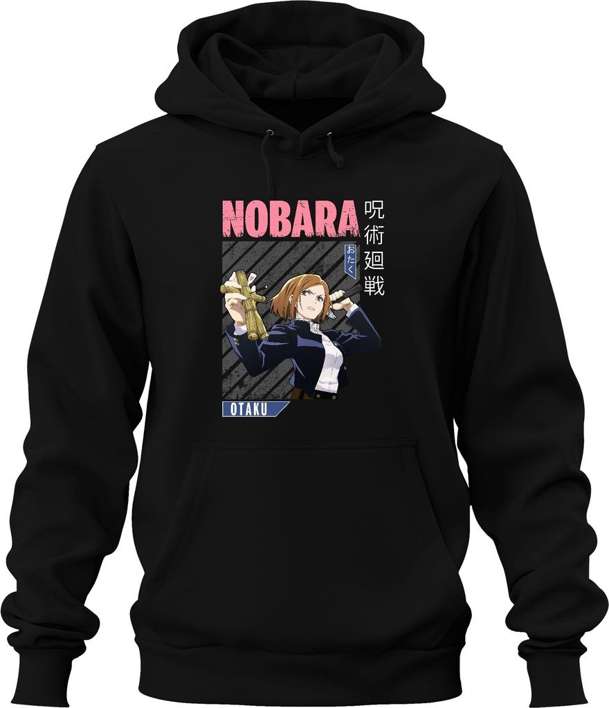 Nobara Kugisaki Jujutsu Kaisen Anime Nagelpuppe Hammer Otaku Uni Hoodie Kapuzenpullover, Schwarz, XXL
