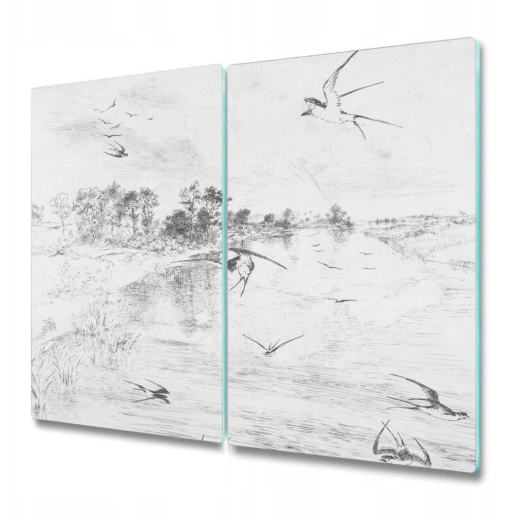 Küchenschneidebrett - Glasschneidebrett - Herdabdeckung - 2x 30x52 cm - Land of the Swallows