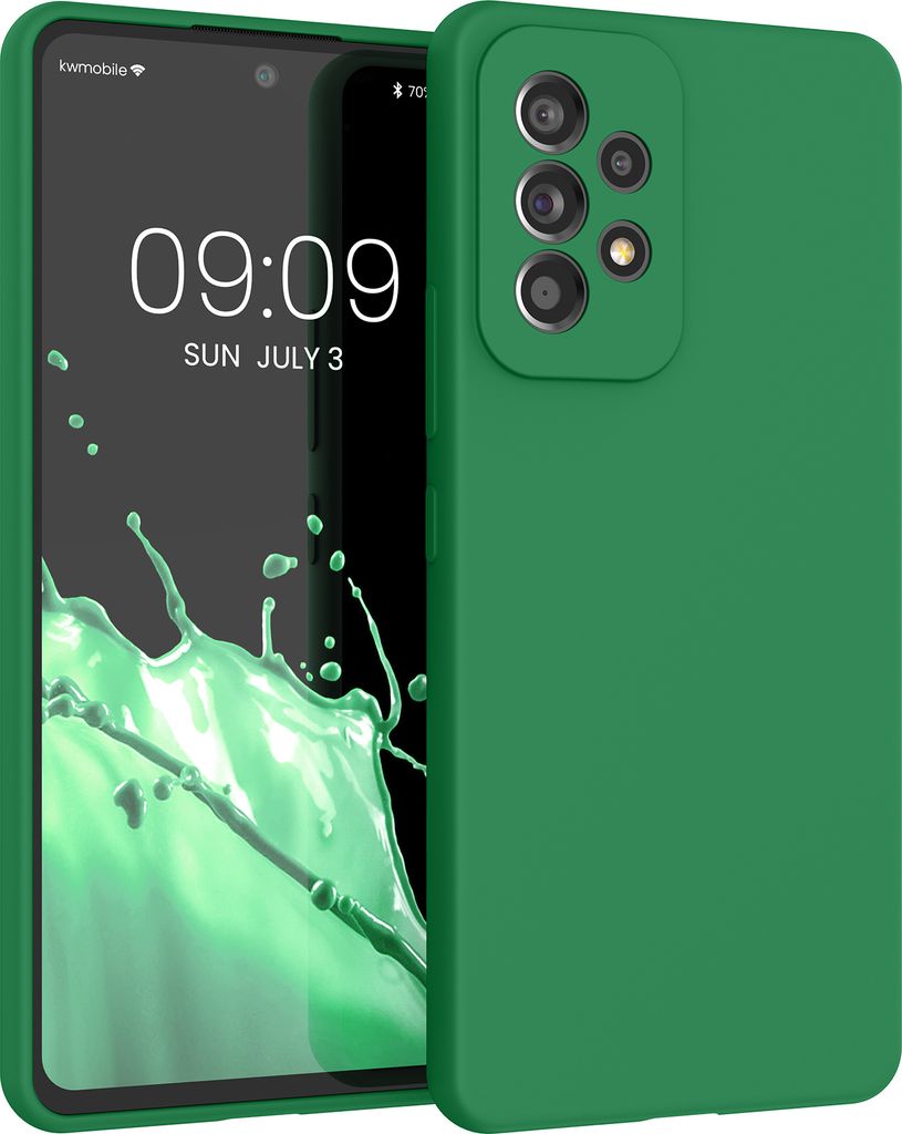 kwmobile Hülle kompatibel mit Samsung Galaxy A53 5G Hülle - Silikon Handy Case - Handyhülle weiche Oberfläche - kabelloses Laden - Pixie Green