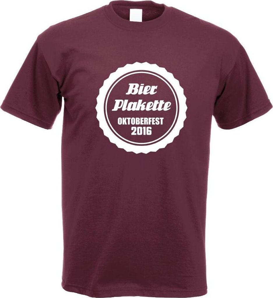 Kiwistar - T-Shirt - Burgund - Bierplakette 2013 M1 Motiv Bedruckt Funshirt Design Print - mit Motiv Bedruckt - Funshirt Design - Sport - Freizeit...