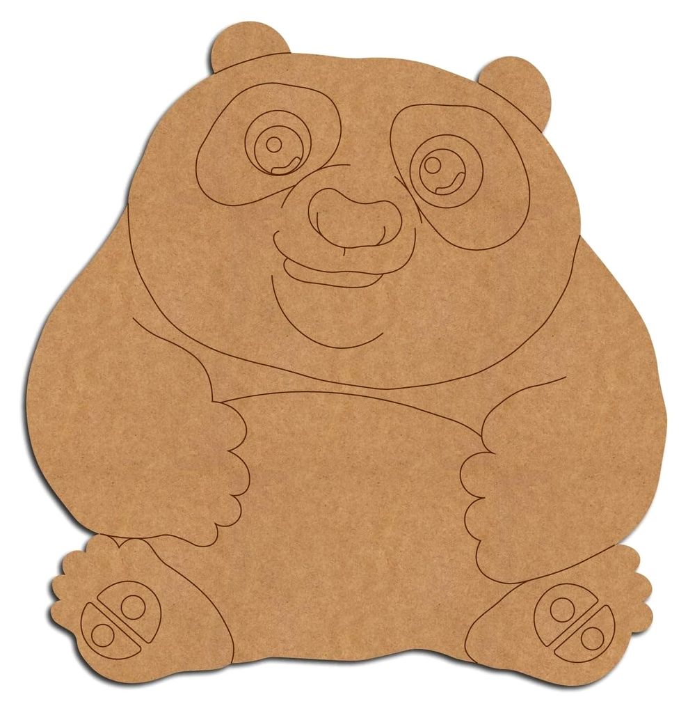 Panda-Design in Form eines Ausschnitts aus Medite MDF / 7,6 cm / 25,4 cm