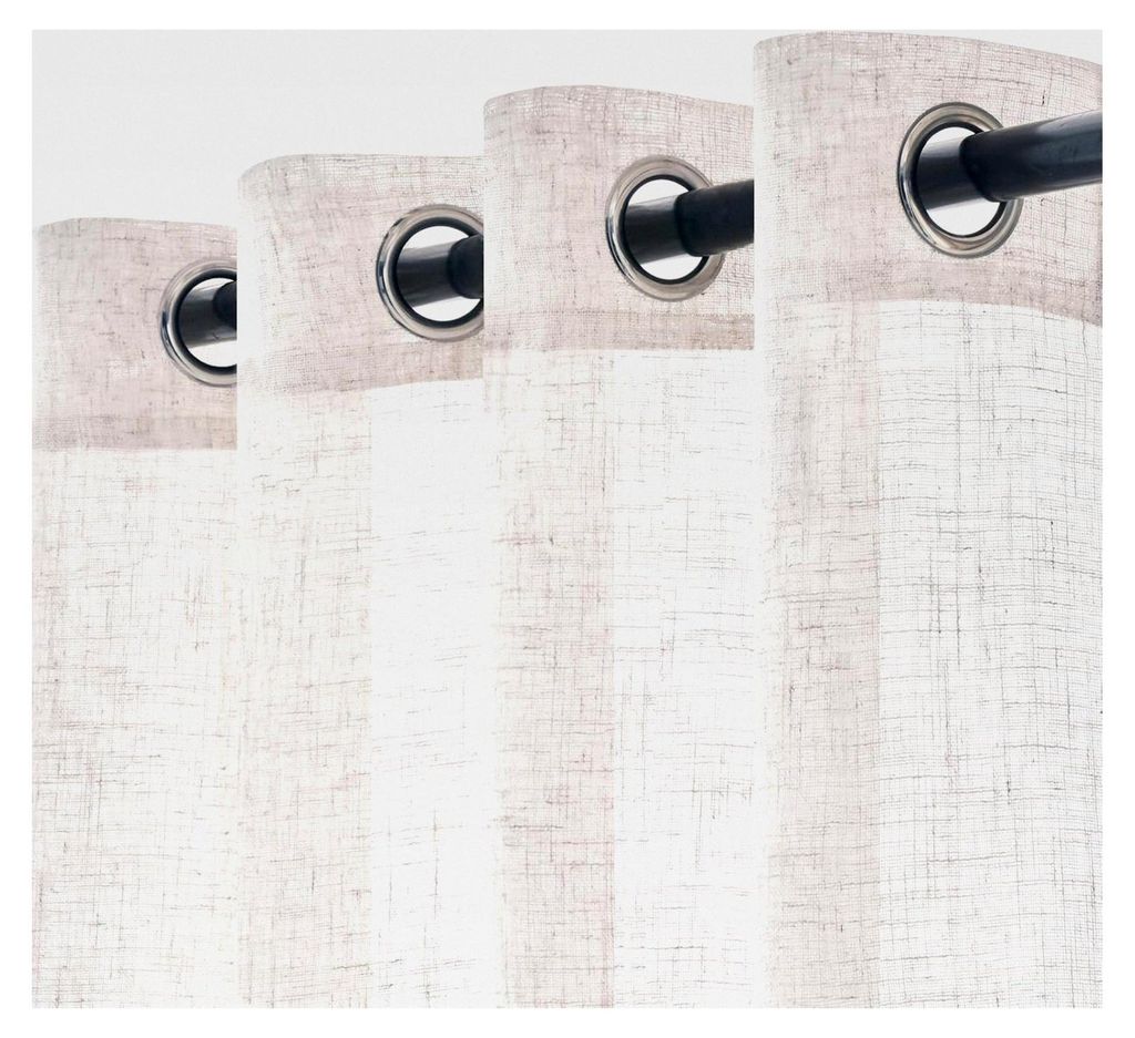 Leinen Gardinen Weiß Vorhänge Wohnzimmer Halbtransparent mit Ösen 2er Set 140x225cm (BxH) Reines Weiß