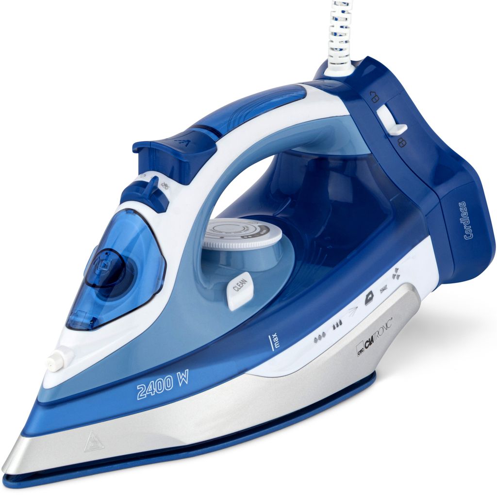Clatronic kabelloses Dampfbügeleisen mit Keramiksohle | 2400W | ohne Kabel | 350ml Tank | schnelle Aufheizzeit | Steam Iron | DB 3706