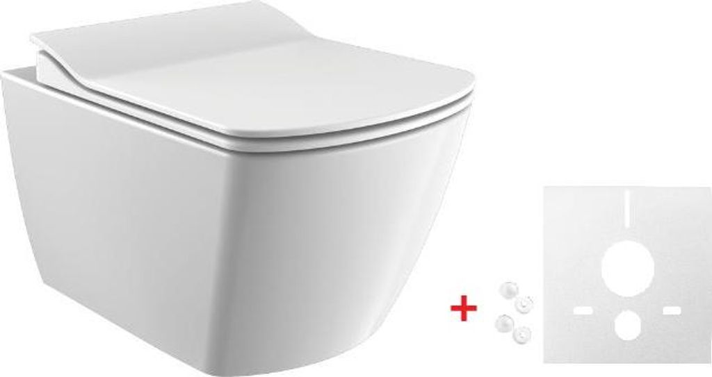 ELEGANT Wand WC Hänge Toilette WC-Becken Toilettebecken spülrandlos inklusive SoftClose TakeOff WC-Sitz weiß