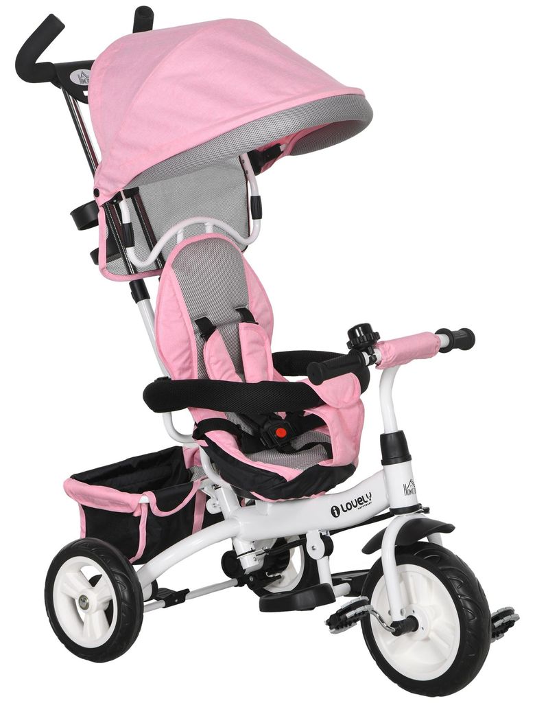 HOMCOM 6-in-1 Dreirad mit Schubstange, Kinderdreirad mit Produktbild 
