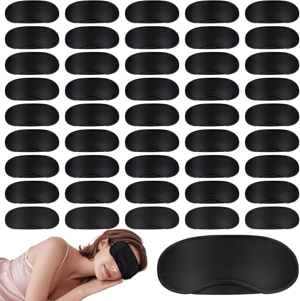 Packung mit 50 Schlafmasken, Augenmasken, lichtundurchlässigen Schlafmasken mit elastischen Bändern und Nasenpolster, tragbare Schlafmasken für ...