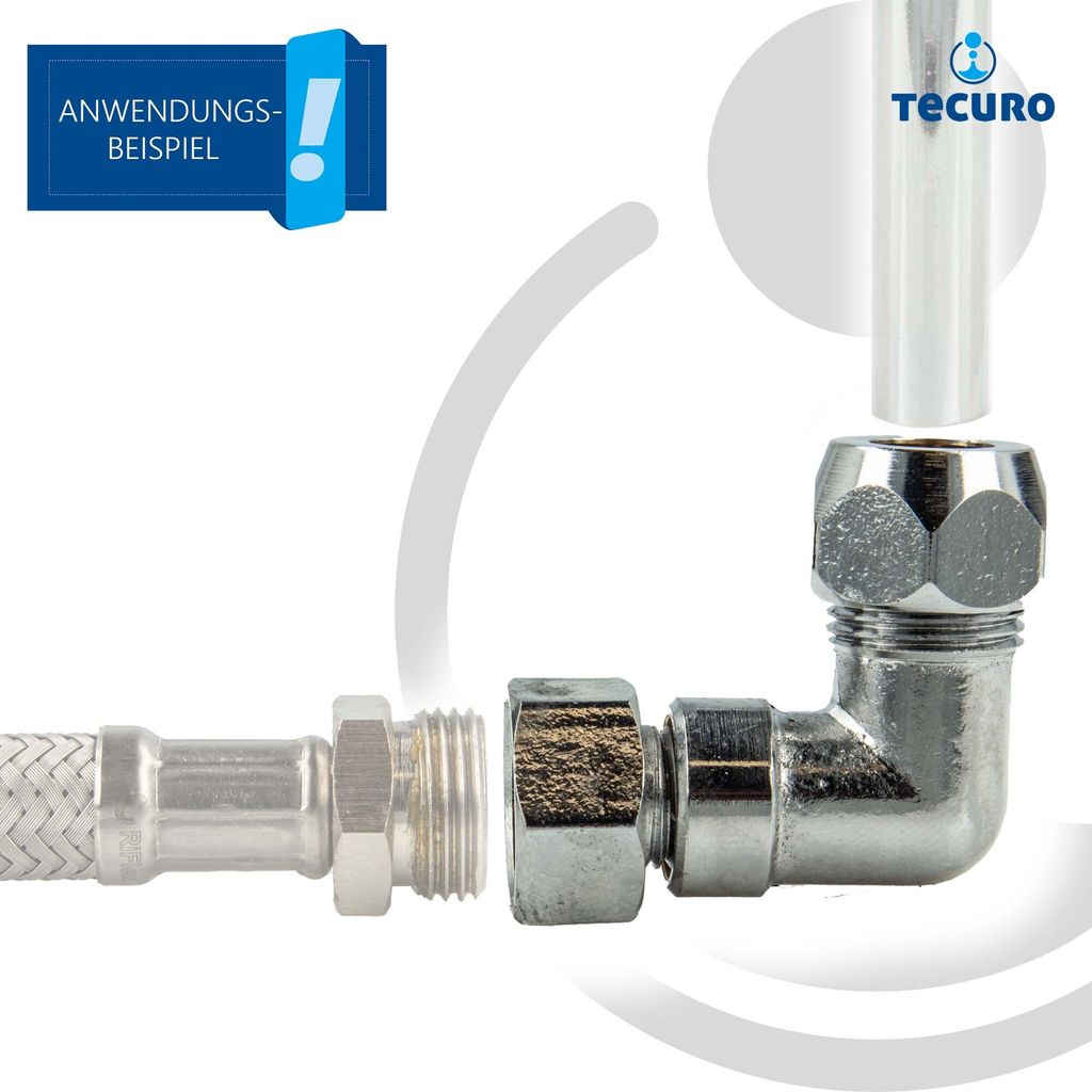 tecuro Winkel-Verschraubung 3/8 Zoll  / Ø 10 mm, mit Produktbild 