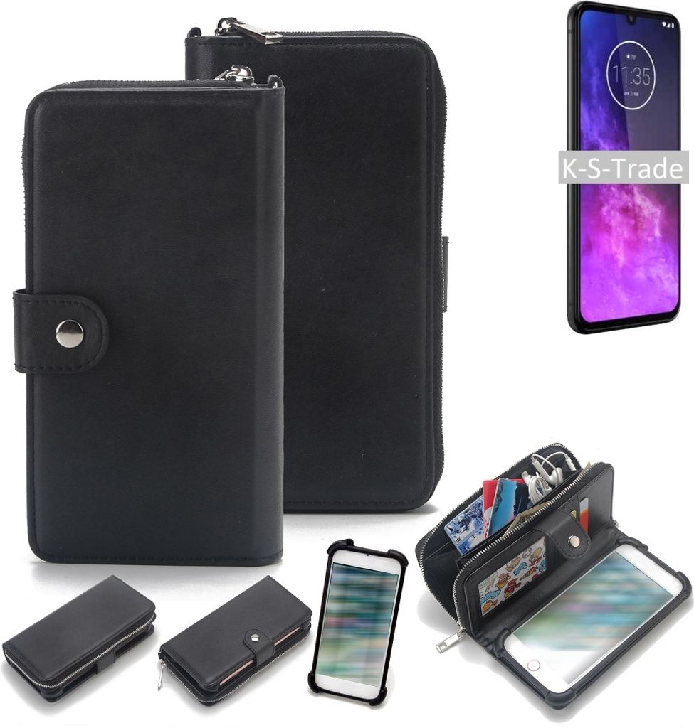 K-S-Trade 2in1 Handyhülle Schutzhülle kompatibel mit Motorola One Zoom & Portemonnee Cover Handy Hülle Case Etui Geldbörse Wallet Bookstyle