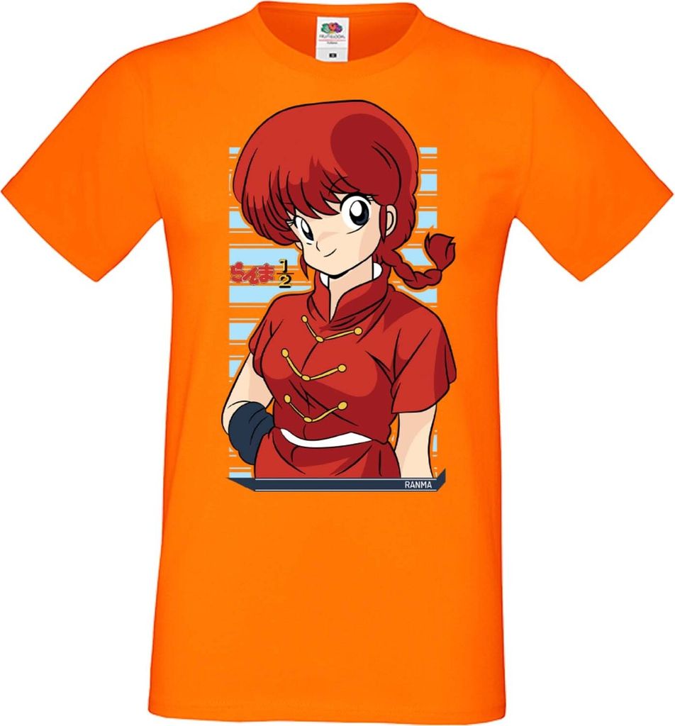 Herren T-Shirt Manga Anime Ranma Saotome, Man L / Orange