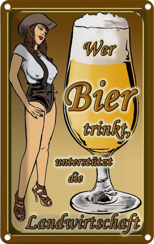 vianmo Blechschild 30x20 cm Pinup wer Bier trinkt unterstützt Land Pin Up Spruch Zitat