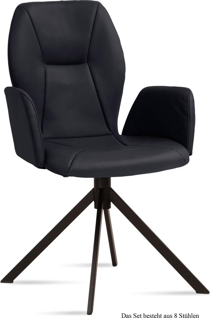 Armlehnstuhl (8er-Set) Davita 58x92x60 Schwarz/Anthrazit