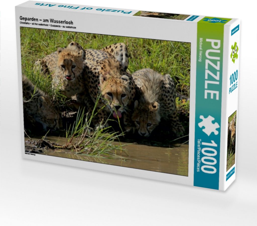 Calvendo Geparden – am Wasserloch 1000 Teile Puzzle quer 640x480mm, Herzog Michael; 7402854