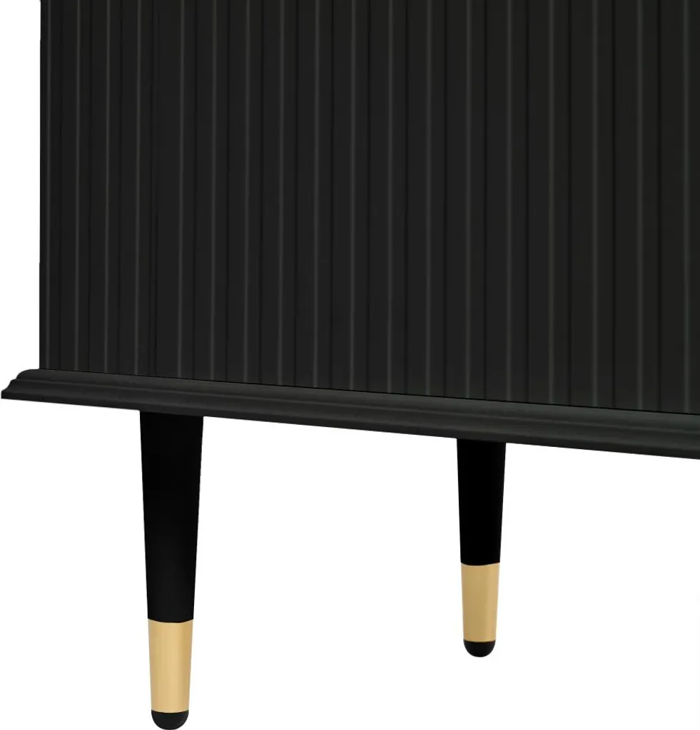 Meuble TV Noir Laqué 170x36cm avec Tiroirs Silencieux et Design Relief - 8