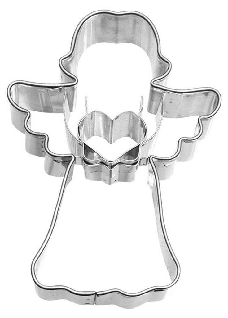 BIRKMANN Ausstechformen Engel mit Herz, 7 cm, Edelstahl, mit Innenprägung, 191372