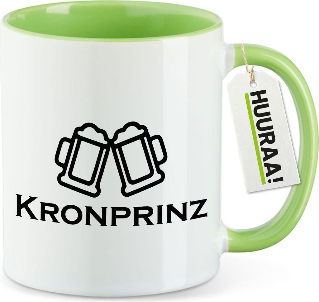 Huuraa Kaffeetasse Kronprinz Schützenfest 330ml Grün Keramik Kaffeebecher Geschenkidee