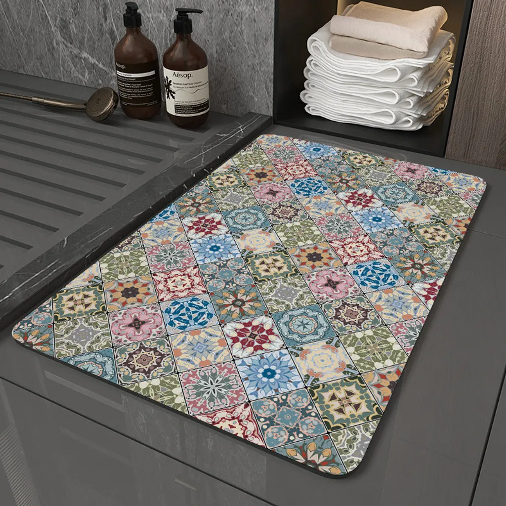 Tappetino Bagno Boemo 80x120 cm - Etnico Antiscivolo Comfort