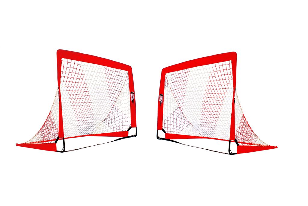 Fußballtor POP UP - 2er Set - 120 x 90cm - ROT/WEIß - Produktbild 