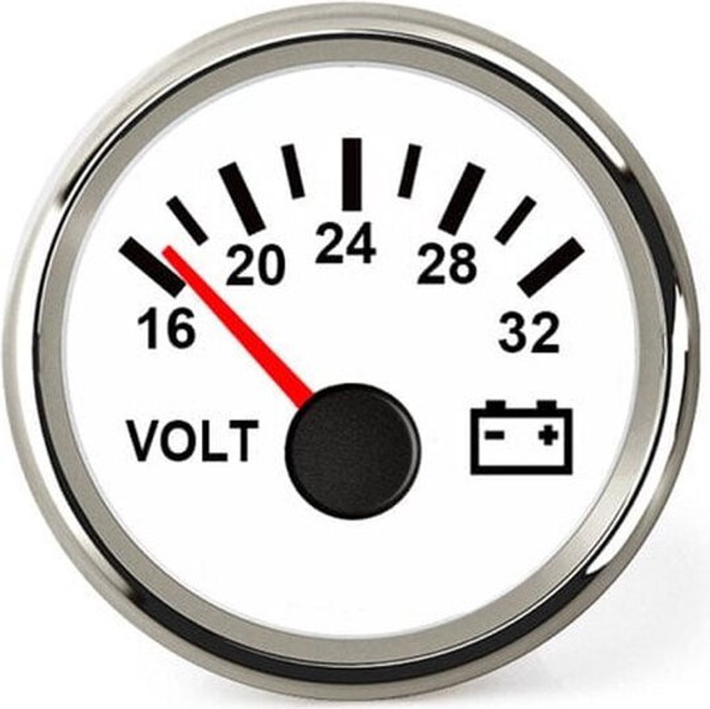 Hollex Voltmeter Weiß/Edelstahl 18-32V
