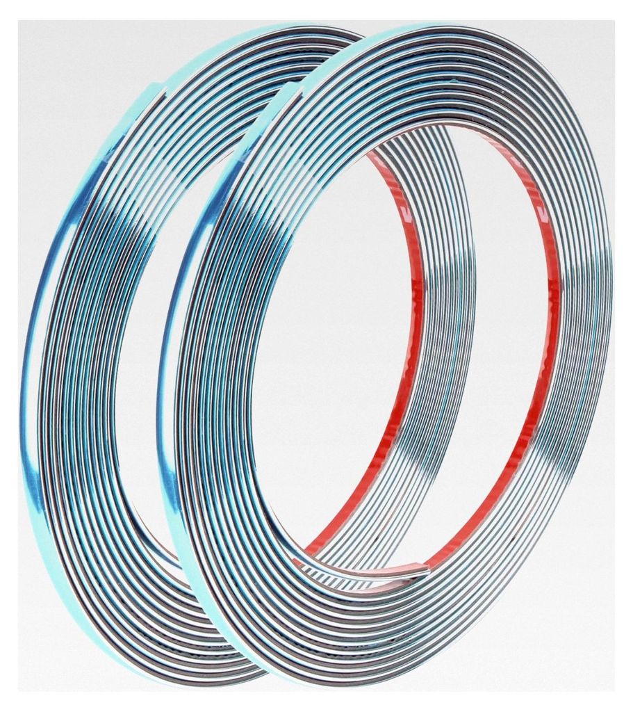 2 Stück Chrom Zierleiste 6mm x 5m, Selbstklebende Universal Chromzierleiste für Auto-Außendekoration