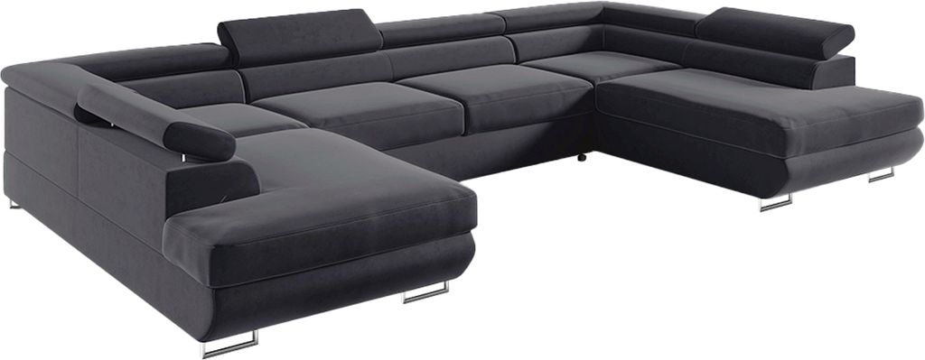 U-förmiges 5-Sitzer-Sofa, umwandelbar, mit Bettkasten Lyam Anthrazitgrau