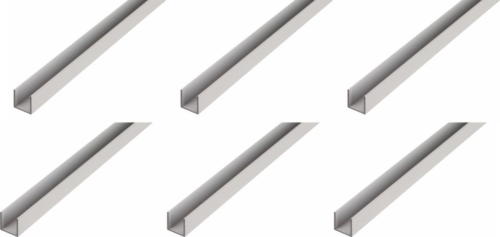 Alberts 6 x BA-Profil, U-Form, Aluminium, natur, 20 x 15 x 20 x 1,5 mm, Länge 1 m