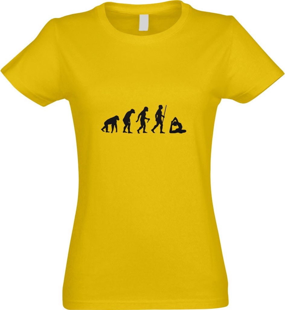 Kiwistar - T-Shirt tailliert - Damen - gelb - Yoga Gymnastik Evolution - mit Motiv Bedruckt - Funshirt Design - Sport - Freizeit - Damen - L