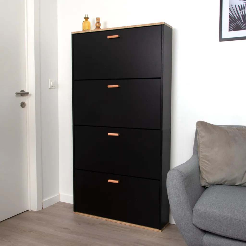 Armoire à chaussures Maribor noire compacte - Rangement multi-niveaux