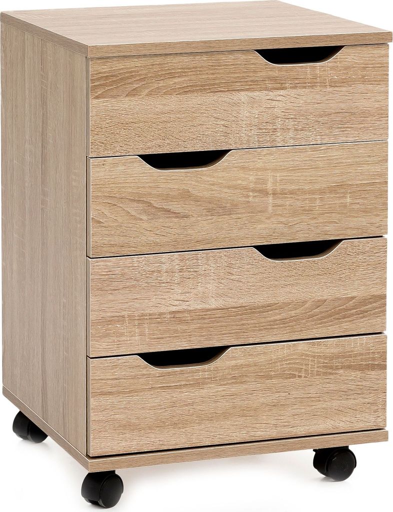 Rollcontainer WL5.931 Sonoma 40x60x40cm Schubladenschrank Büro Container | Schreibtischcontainer mit Schubladen | Bürocontainer Beistellcontainer...
