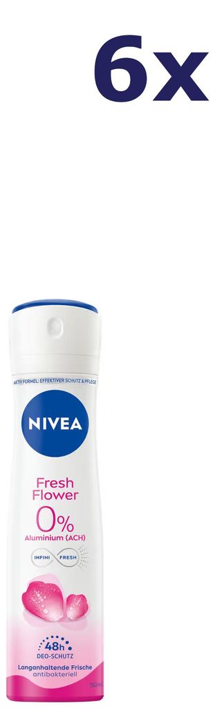 6x NIVEA Fresh Flower Deodorant Spray 150 ml