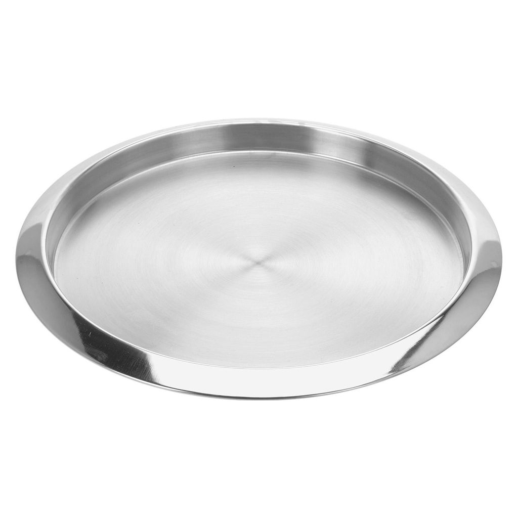 Edelstahl Tablett ø 35 cm Silber Serviertablett Rund Produktbild 