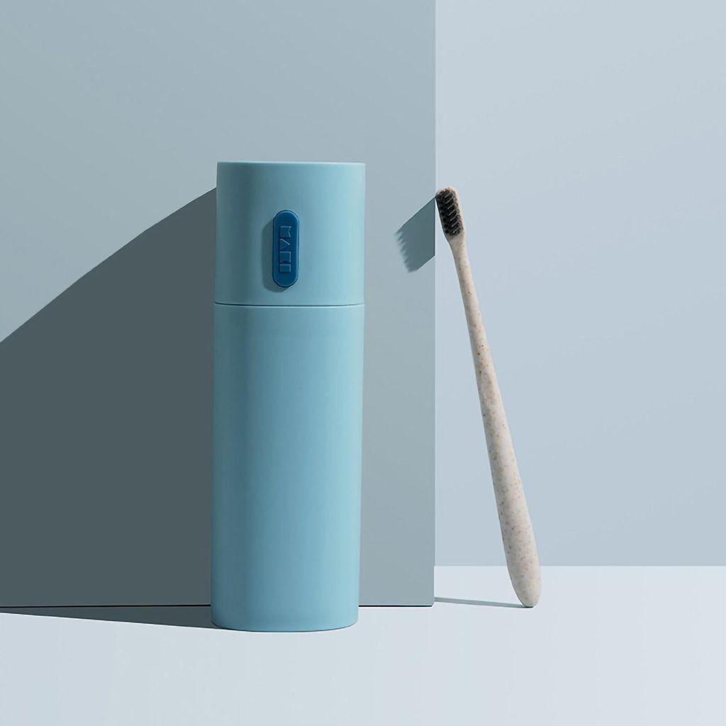 Kunststoff Zahnbürste und Zahnpasta Halter Portable Zahnbürste Storage Box Cup für Home Travel Blau