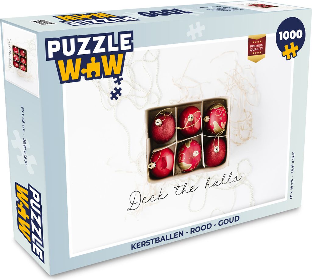 MuchoWow Puzzle 1000 Teile Weihnachtskugeln - Rot - Gold - Erwachsene - Rätsel