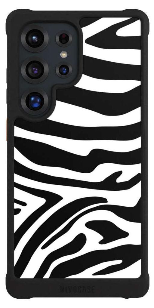 NIVOCASE Hülle für Samsung Galaxy S25 Ultra Stoßfeste Handyhülle NIVOmax Case Schwarz Animal-Look Animalprint Zebra