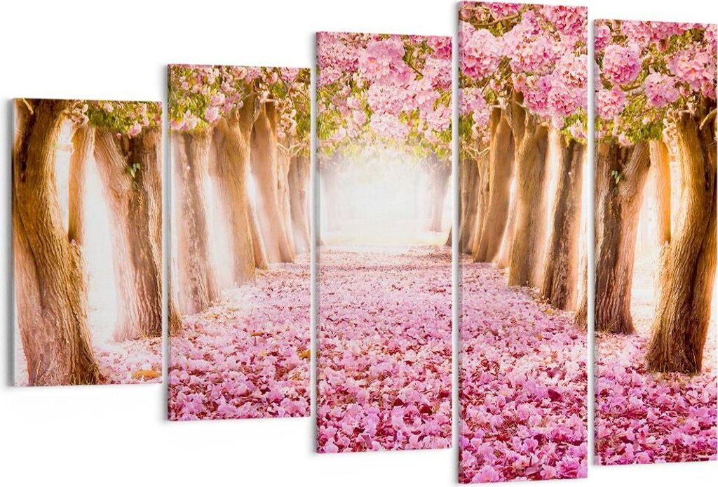 Bild auf Leinwand - Leinwandbild - Baum Blumen Kirsche Natur - 150x100cm - Wand Bild - Wanddeko - Leinwanddruck - Bilder - Kunstdruck - Wanddekorat...