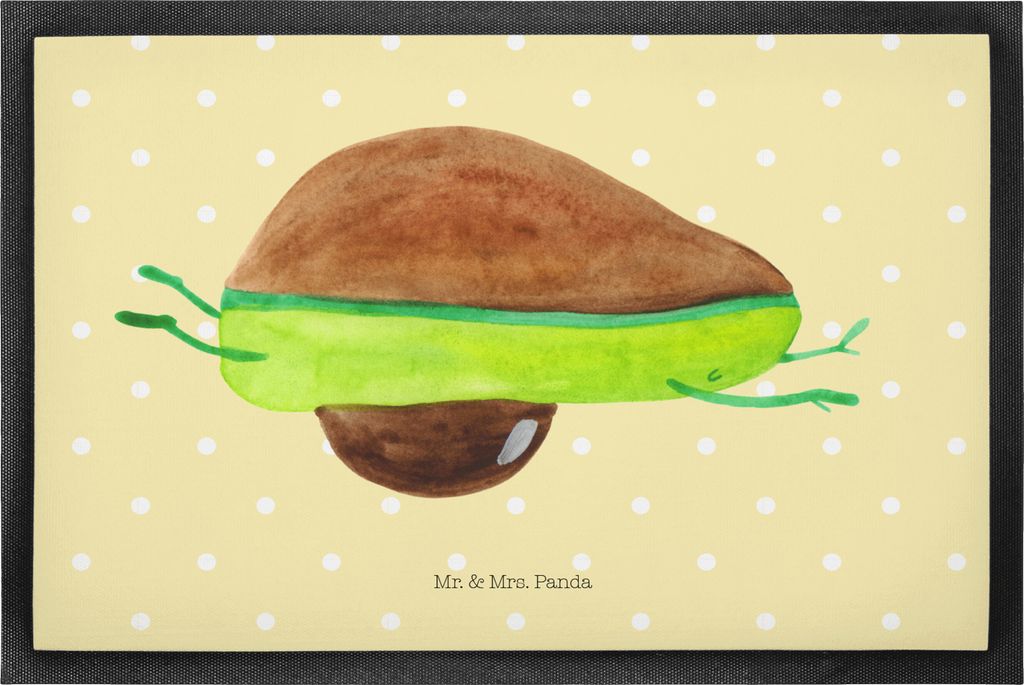 Mr. & Mrs. Panda Bodenvorleger Avocado Yoga 50 x 75 cm - Gelb Pastell - Geschenk, Schmutzmatte, Haha, Bauch, Humor, Sauberlaufmatte, fußmatte, Fu...