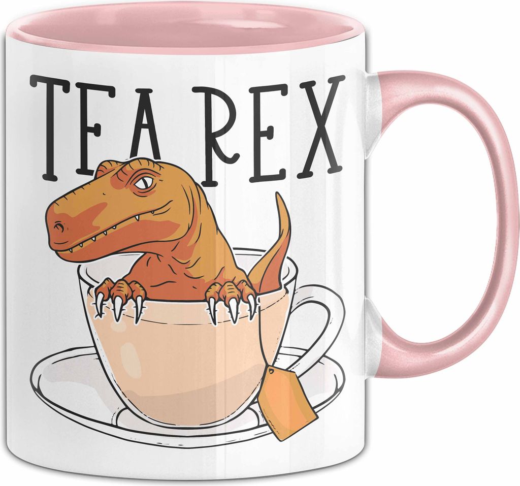 Dinosaurier Tasse Geschenk Tea Rex Tasse Geschenk Dino T-Rex Geschenk Für Jungs (Rosa)