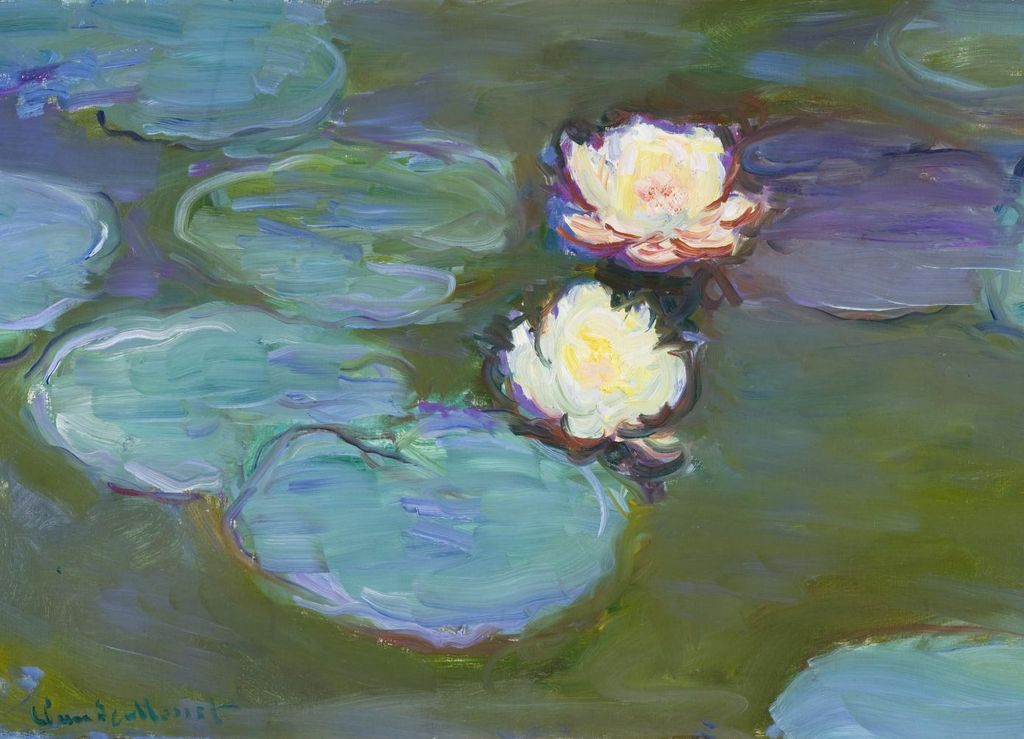 Plakat 18x13cm Nympheas, Monet Vintage für das Wohnzimmer