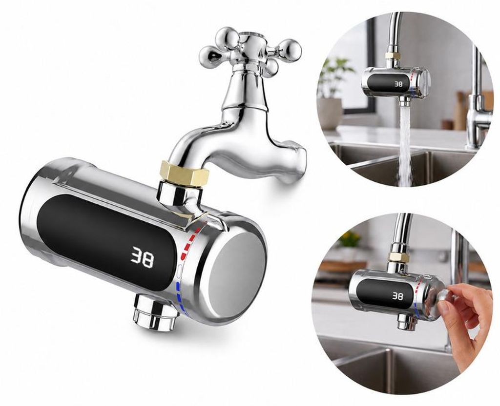 3000W Durchlauferhitzer Edelstahl, Mini Warmwasserbereiter Produktbild 